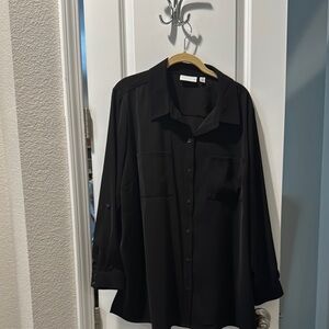 Susan Graver Classic Black Button Down Shirt